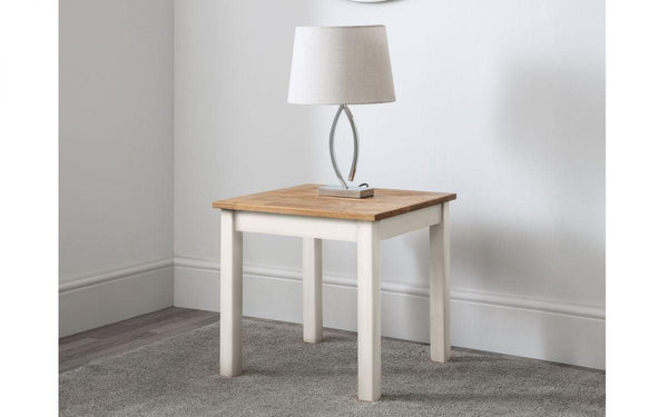 Julian Bowen Coxmoor Lamp Table   -   White & Oak - End Tables 