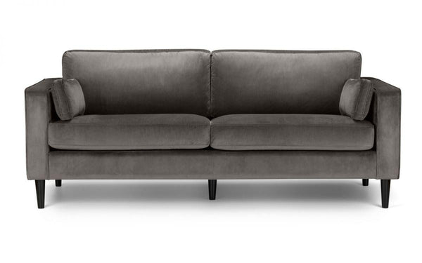 Julian Bowen Hayward Velvet Grand 3 Seater Sofa - Grey - Sofas & Armchairs