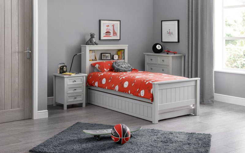 Julian Bowen Maine Bookcase Bed   -   Dove Grey - Beds & Bed Frames
