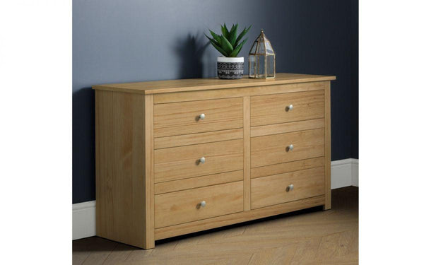 Julian Bowen Radley 6 Drawer Chest   -   Waxed Pine - Chest Of Drawers