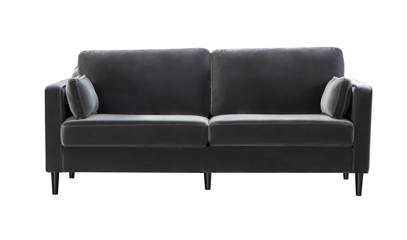 3 Seater Dark Grey Cushion Back Velvet Sofa