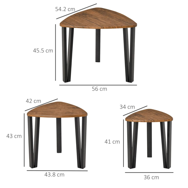 Nest of 3 Tables - Walnut Top with Metal Legs