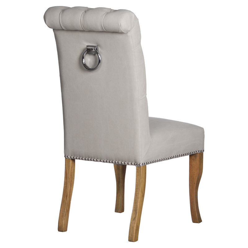 Hill Interiors Grey Upholstered Dining Chair With Roll Top With Ring Pull