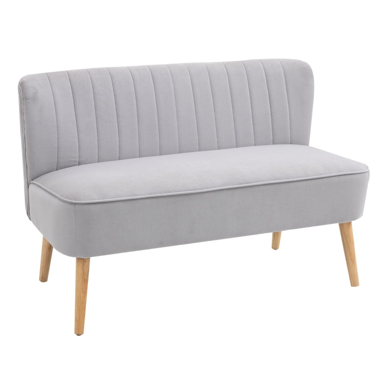 Snow White Love Seat With Wooden Legs
