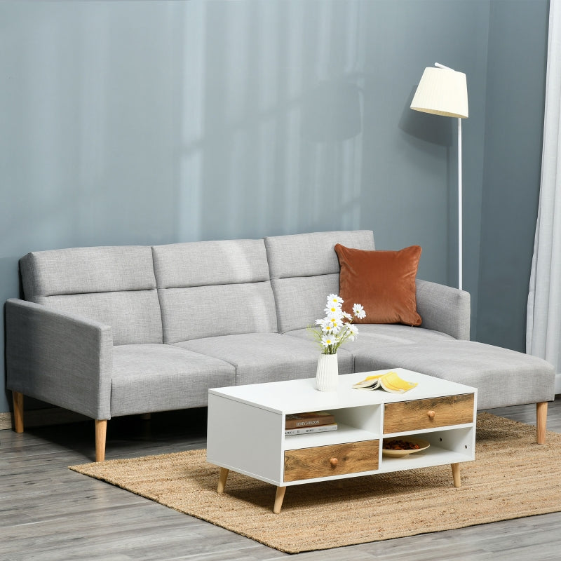 Reversible Grey Corner Sofa With Footstall