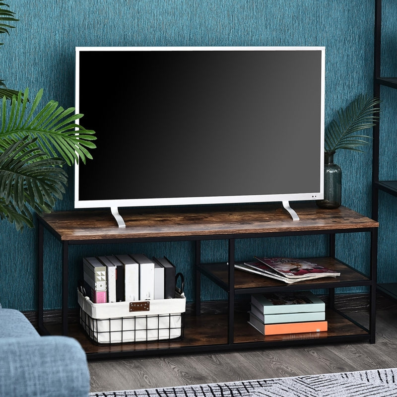 Wood Effect Industrial-Style Multi Shelf TV Unit