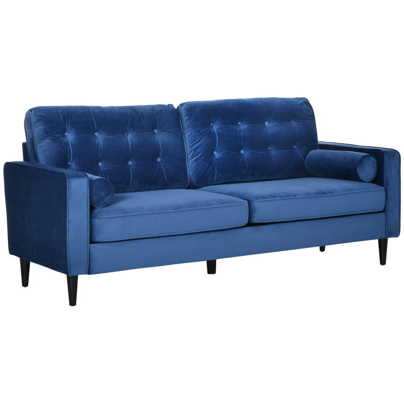 Blue Velvet-Style Vintage Fabric Sofa
