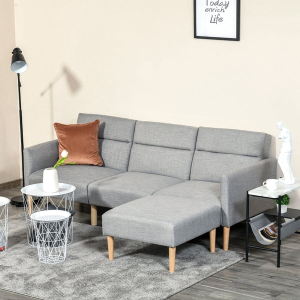 Reversible Grey Corner Sofa With Footstall