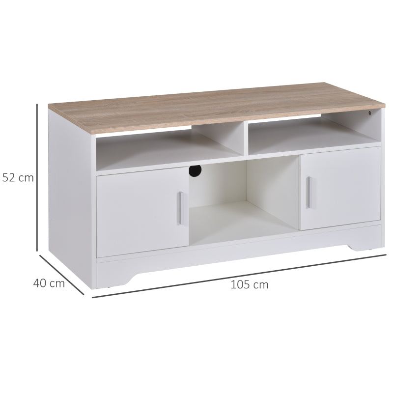Malta White TV Stand With Wooden Top