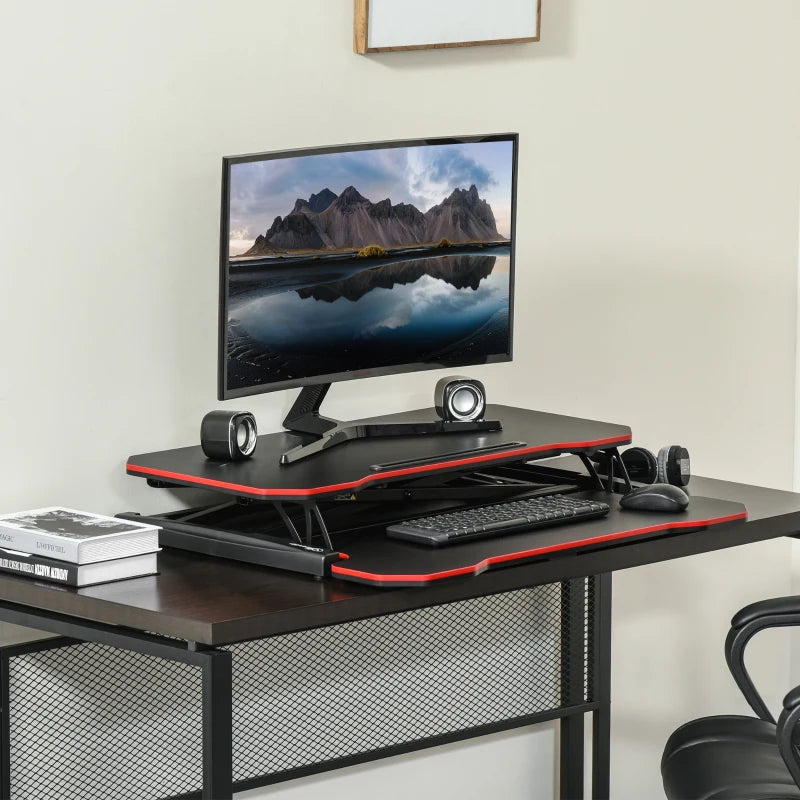 Black and Red Adjustable Standing Desk