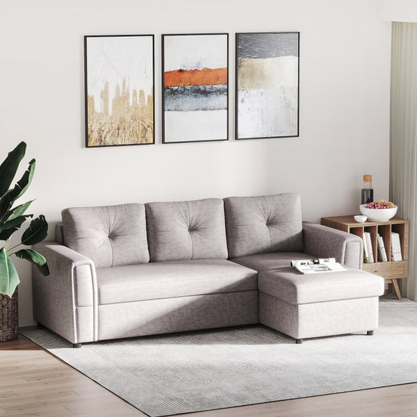Grey Studio Corner Sofabed With Storage