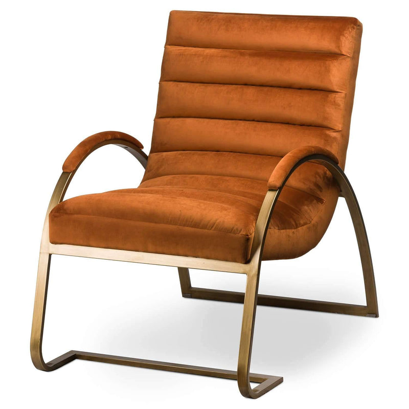 Hill Interiors Burnt Orange And Brass Ribbed Ark Chair - Occasional Chairs