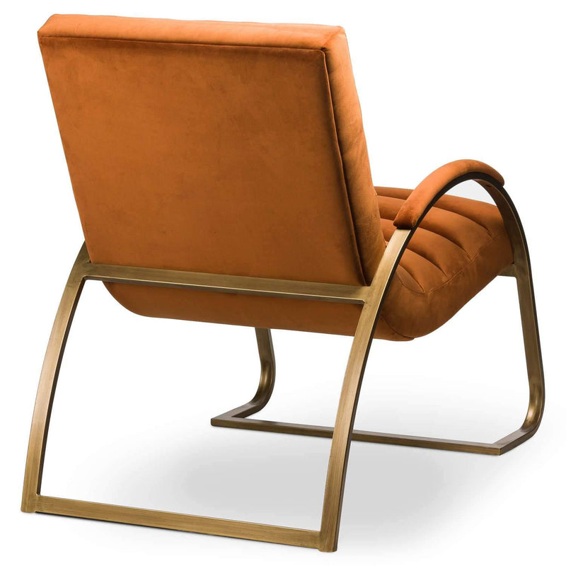 Hill Interiors Burnt Orange And Brass Ribbed Ark Chair - Occasional Chairs