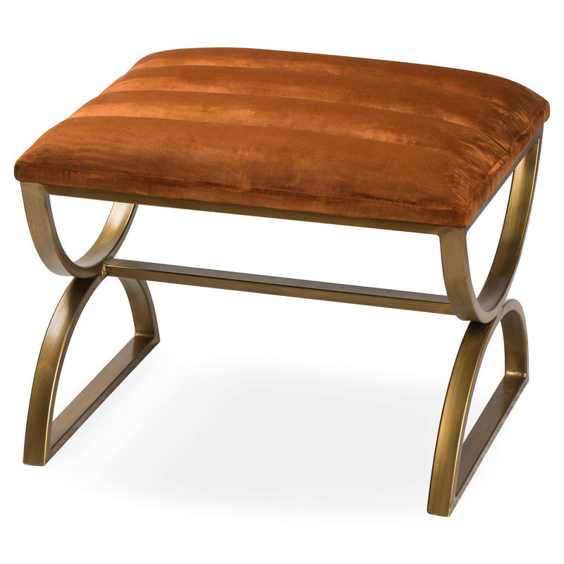 Hill Interiors Burnt Orange And Brass Ribbed Footstool - Stools