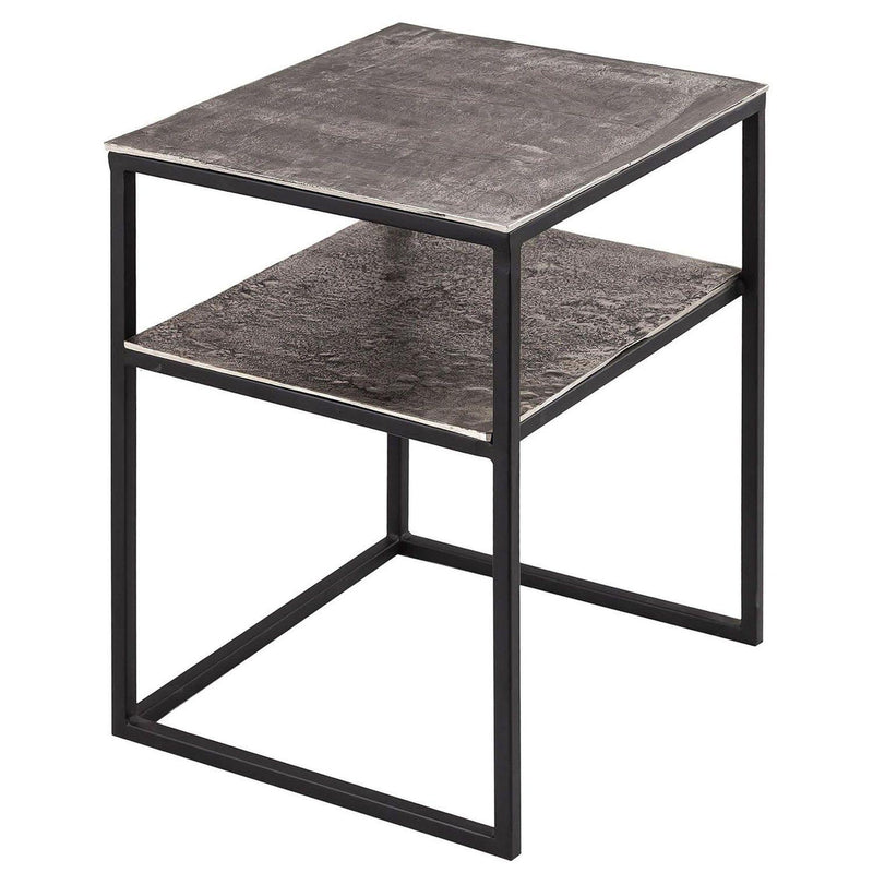 Hill Interiors Farrah Collection Silver Side Table with Shelf - 
