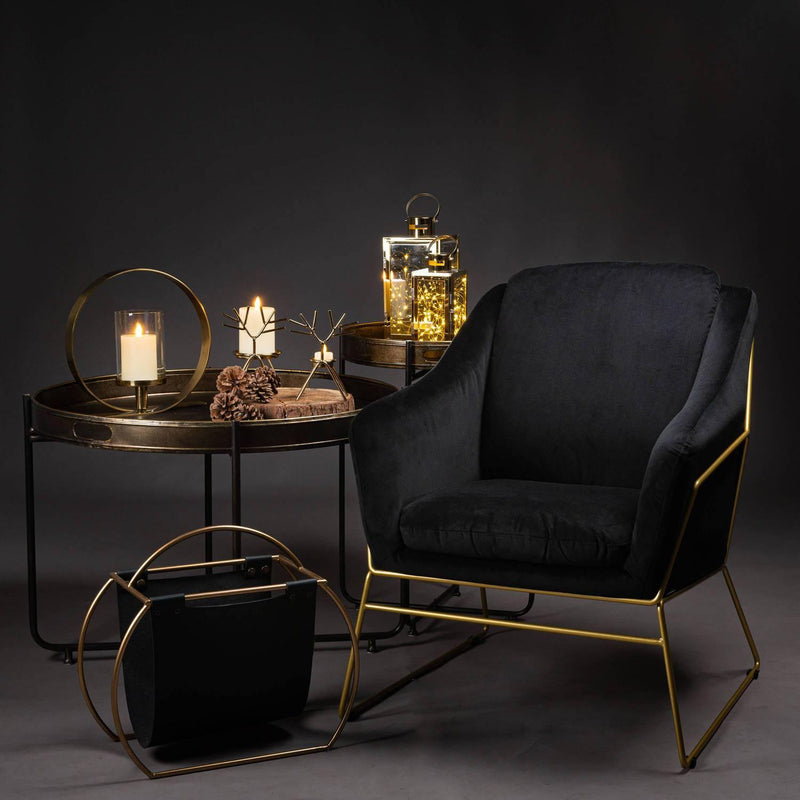 Hill Interiors Flynn Framed Black Velvet Club Chair - Occasional Chairs