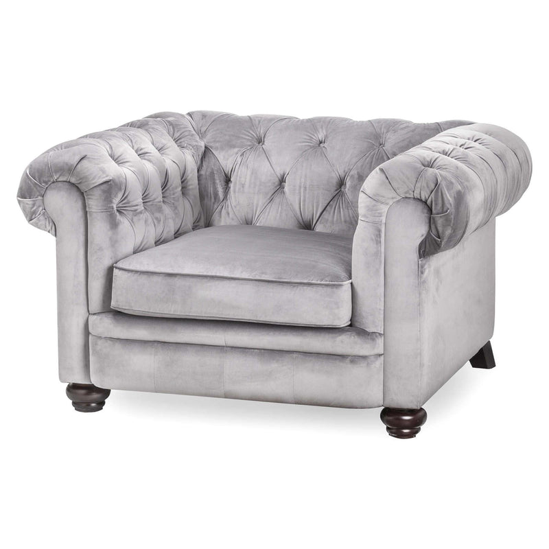 Hill Interiors Grey Velvet Chesterfield Chair - Occasional Chairs