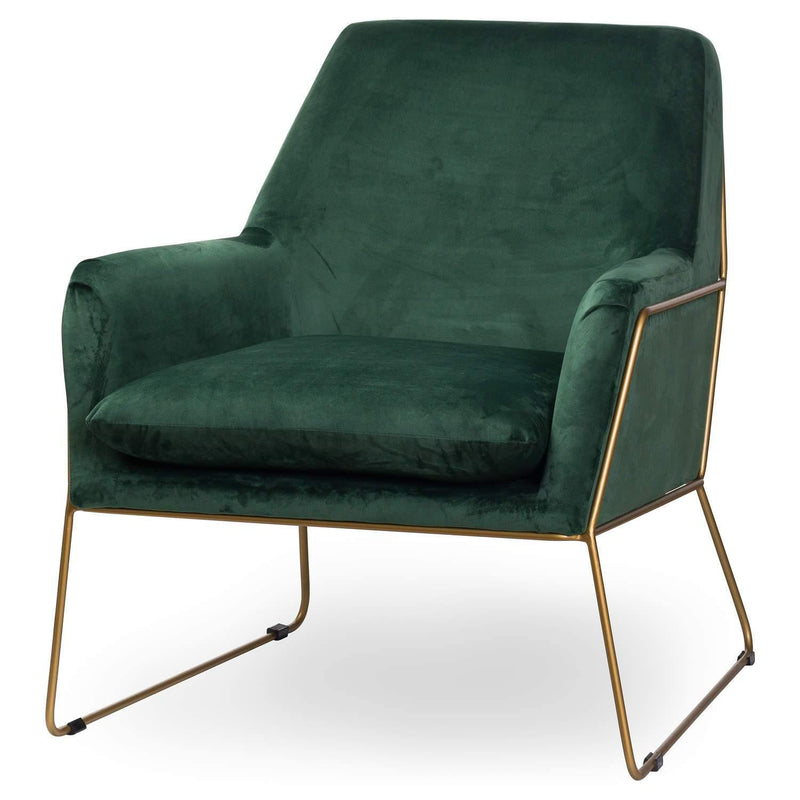 Hill Interiors Kariss Framed Emerald Green Velvet Club Chair - Occasional Chairs