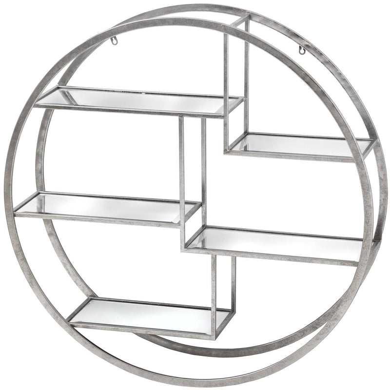 Hill Interiors Large Circular Silver Wall Hanging Multi Shelf - Book cases
