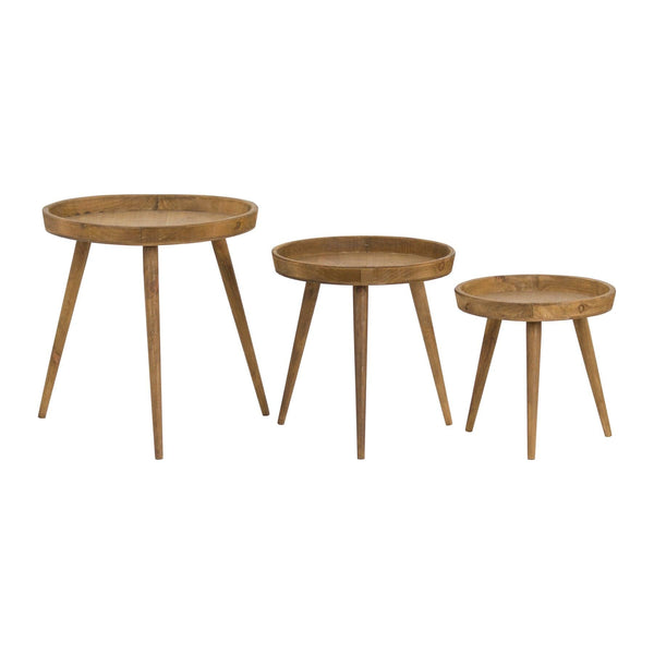 Hill Interiors Loft Collection Set Of 3 Round Wooden Table - End Tables