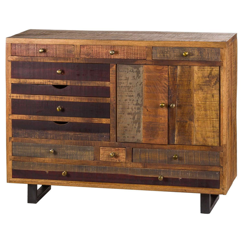 Hill Interiors Multi Draw Reclaimed Industrial Chest With Brass Handle - Display Cabinets