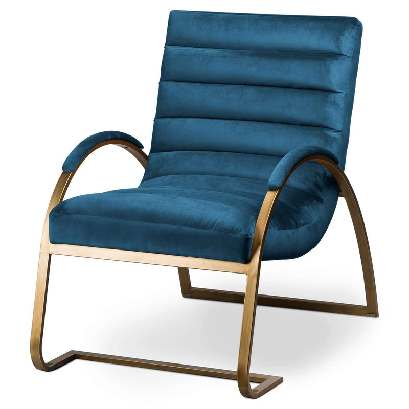 Hill Interiors Navy And Brass Ribbed Ark Chair - Occasional Chairs