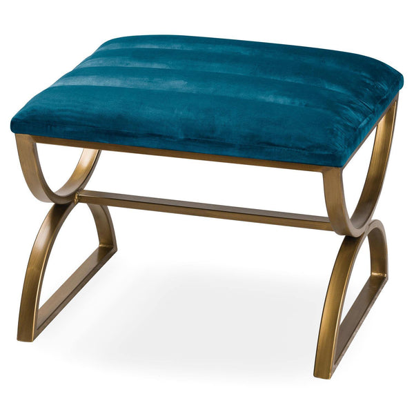Hill Interiors Navy And Brass Ribbed Footstool - Stools