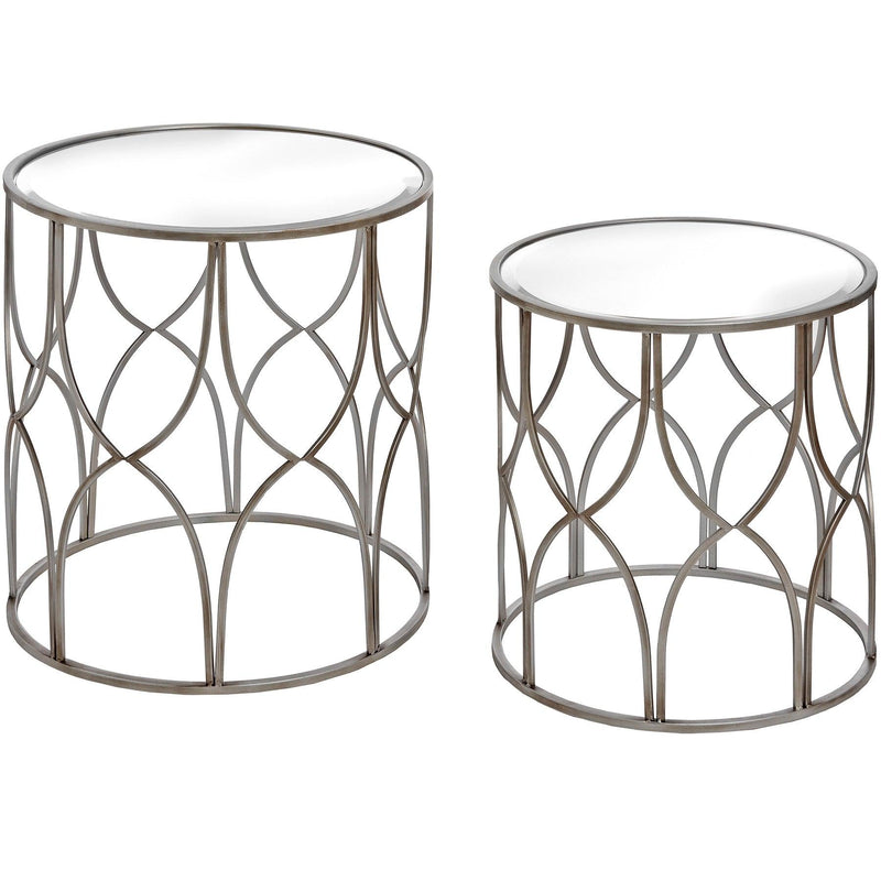Hill Interiors Set Of Two Lattice Detail Silver Side Table - 