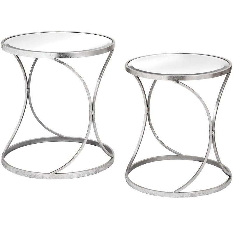 Hill Interiors Silver Curved Design Set Of 2 Side Tables - End Tables