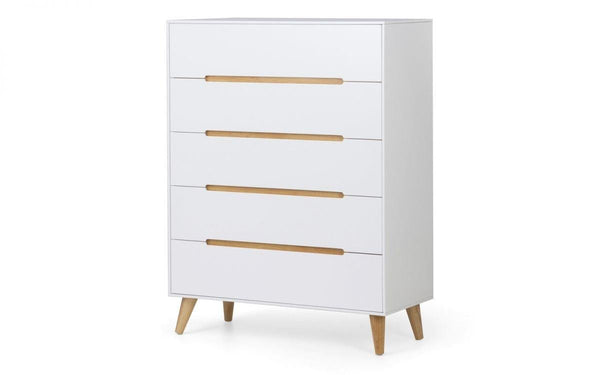Julian Bowen Alicia 5 Drawer Chest  -  Lacquered MDF - Chest Of Drawers