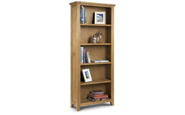 Julian Bowen Astoria Tall Bookcase  -  Solid Oak with Real Oak Veneers - Book cases