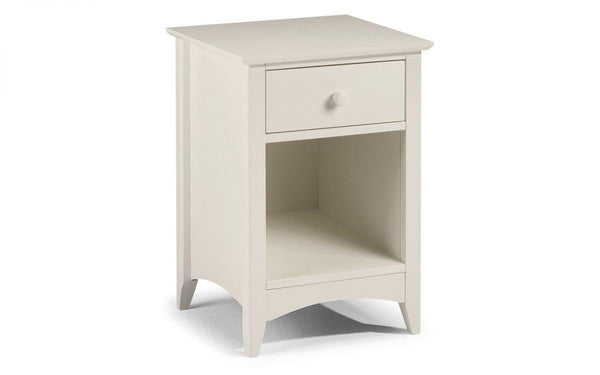 Julian Bowen Cameo 1 Drawer Bedside   -   Stone White - Bedside Cabinets
