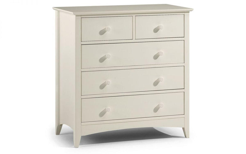 Julian Bowen Cameo 3+2 Drawer Chest   -   Stone White - Chest Of Drawers