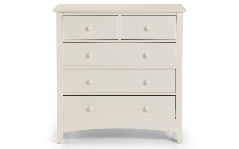 Julian Bowen Cameo 3+2 Drawer Chest   -   Stone White - Chest Of Drawers