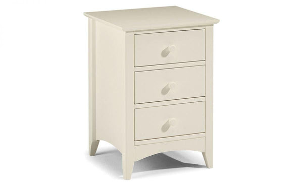 Julian Bowen Cameo 3 Drawer Bedside   -   Stone White - Bedside Cabinets