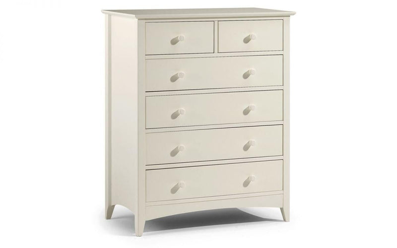 Julian Bowen Cameo 4+2 Drawer Chest   -   Stone White - Chest Of Drawers