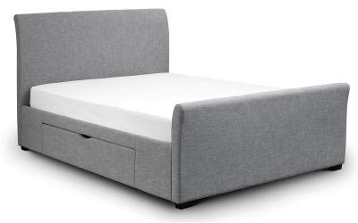 Julian Bowen Capri Fabric Double Bed With Drawers Light Grey 135Cm - Beds & Bed Frames