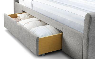 Julian Bowen Capri Fabric Double Bed With Drawers Light Grey 135Cm - Beds & Bed Frames