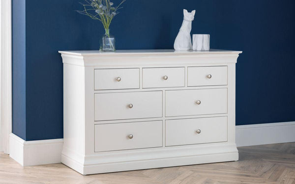 Julian Bowen Clermont 4+3 Drawer Chest   -   White - Chest Of Drawers
