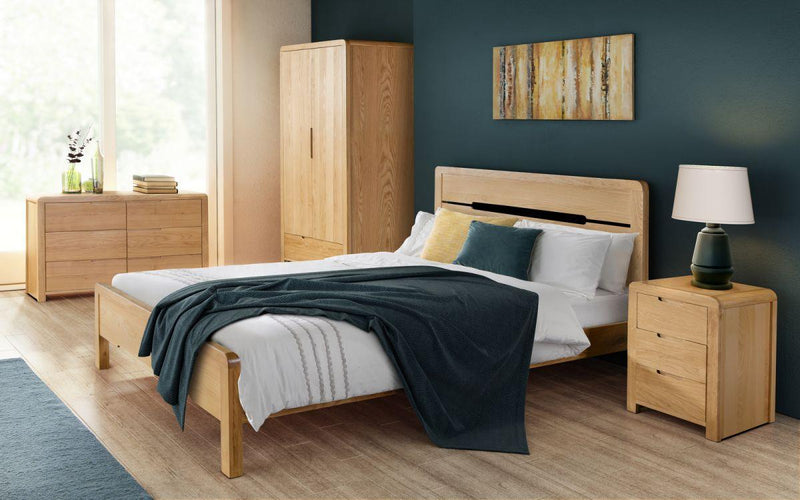 Julian Bowen Curve Bed  -  Solid Oak with Real Oak Veneers - Beds & Bed Frames