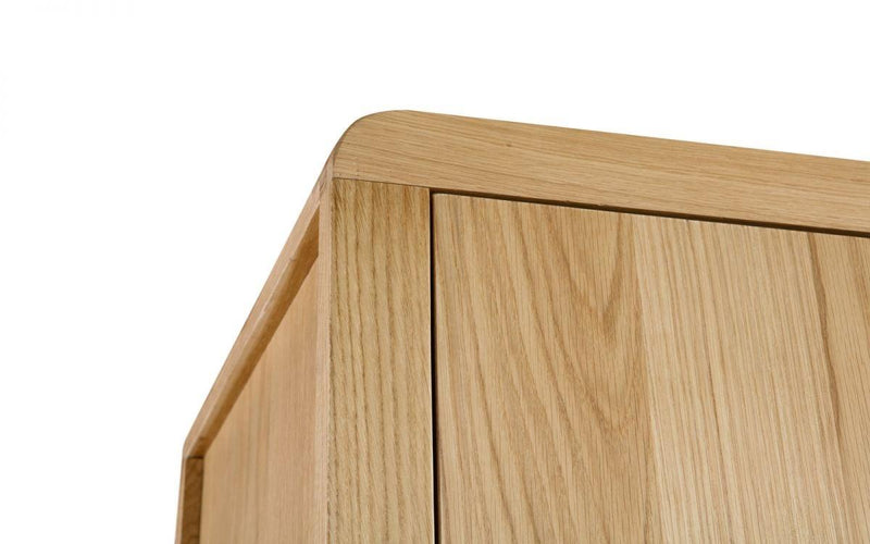 Julian Bowen Curve Combination Wardrobe  -  Solid Oak with Real Oak Veneers - Cupboards & Wardrobes