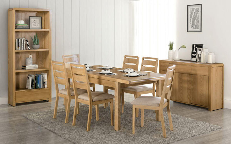 Julian Bowen Curve Extending Dining Table  -  Solid Oak with Real Oak Veneers - Dining Tables