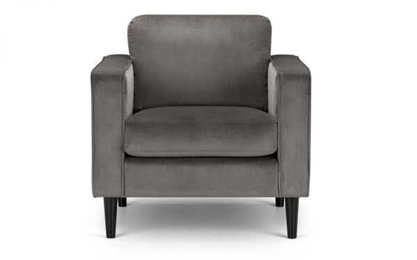 Julian Bowen Hayward Velvet Armchair - Grey - Sofas & Armchairs