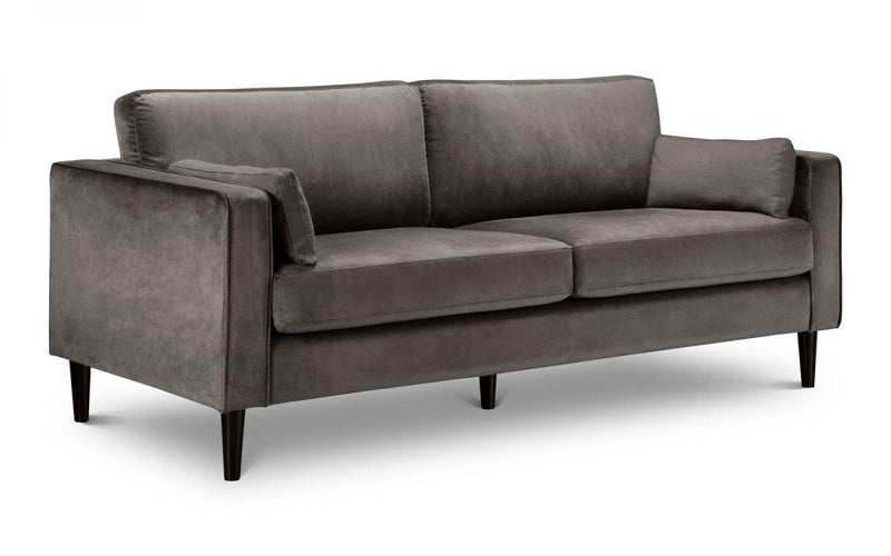 Julian Bowen Hayward Velvet Grand 3 Seater Sofa - Grey - Sofas & Armchairs
