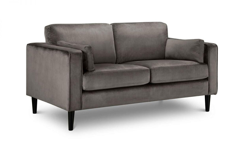 Julian Bowen Hayward Velvet Medium 2 Seater Sofa - Grey - Sofas & Armchairs