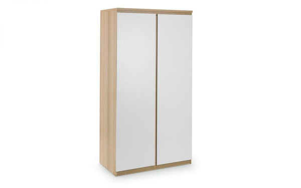 Julian Bowen Jupiter 2 Door Wardrobe   -   White/Oak - Cupboards & Wardrobes
