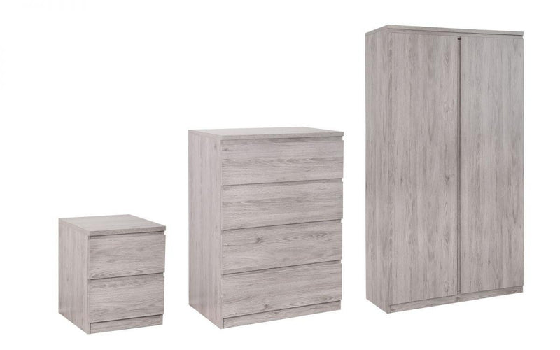 Julian Bowen Jupiter 2 Drawer Bedside   -   Grey Oak - Bedside Cabinets