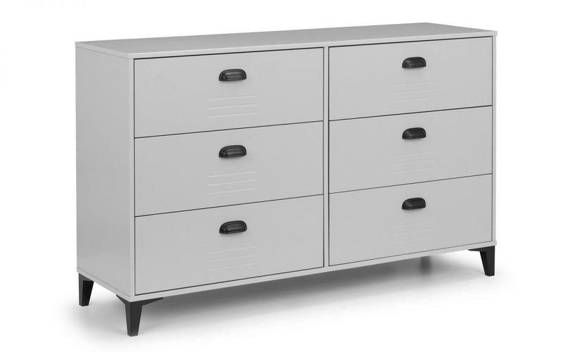 Julian Bowen Lakers Locker 6 Drawer Chest  -  Solid Pine with MDF - Chest Of Drawers