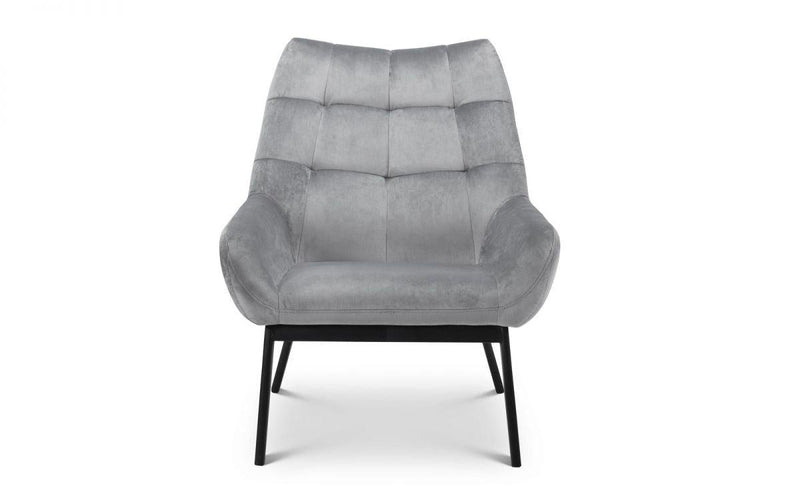 Julian Bowen Lucerne Velvet Chair - Grey - Sofas & Armchairs