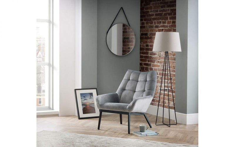 Julian Bowen Lucerne Velvet Chair - Grey - Sofas & Armchairs